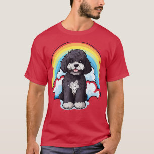 Camiseta Cão-d'água Cachorro Arco-Íris Nuvem PWD Portie