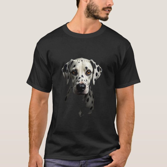 Camiseta Cão Dalmata Preto Face de Dalmata (Frente)