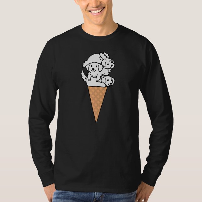 Camiseta Cão das Pirenéus do Excelente sorvete (Frente)