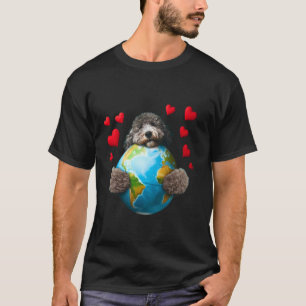 Camiseta Cão de Água Espanhol Dia da Terra Abraço Amor Dono