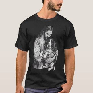 Camiseta Cão de Água Inglês Springer Spaniel E Fé Cristã De