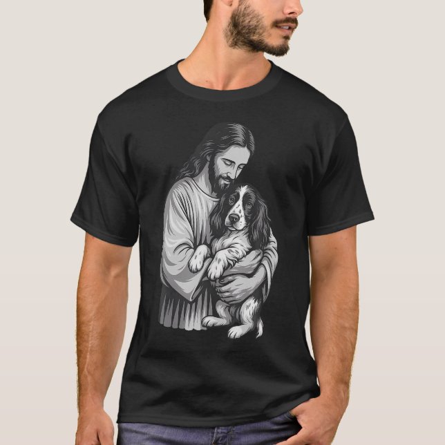 Camiseta Cão de Água Inglês Springer Spaniel E Fé Cristã De (Frente)