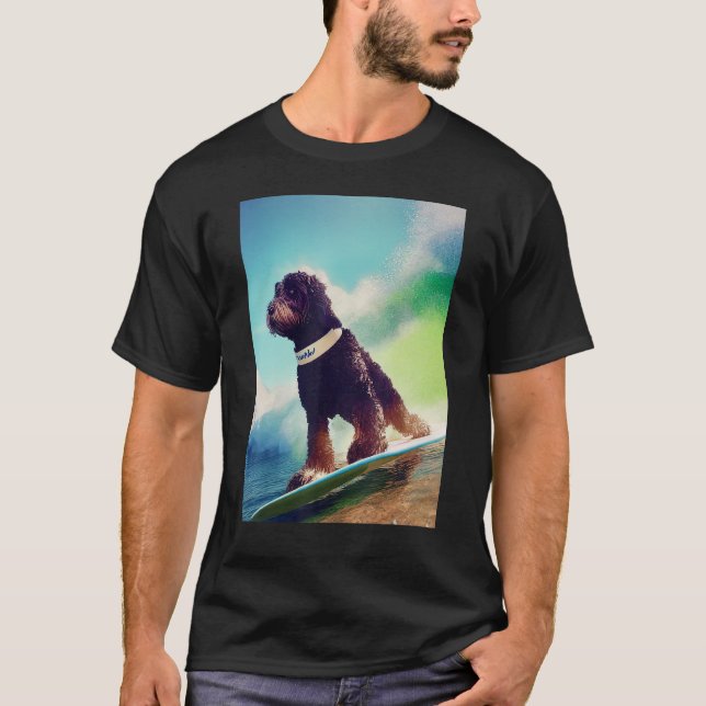 Camiseta Cão de Água Legal Onda de Conselho de Surf em Port (Frente)