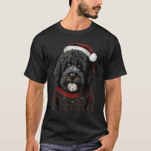 Camiseta Cão de Água Português do Natal Papai Noel no Porti