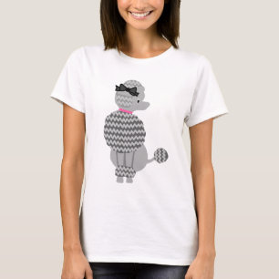 Camiseta Cão de assento cinzento retro do 50 da saia da