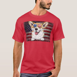 Camiseta Cão de Bandeira Americano Patriótico Corgi