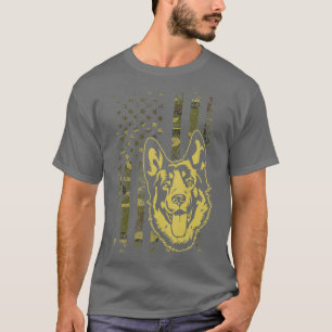Camiseta Cão de Bandeira Camoued americano german shepherd