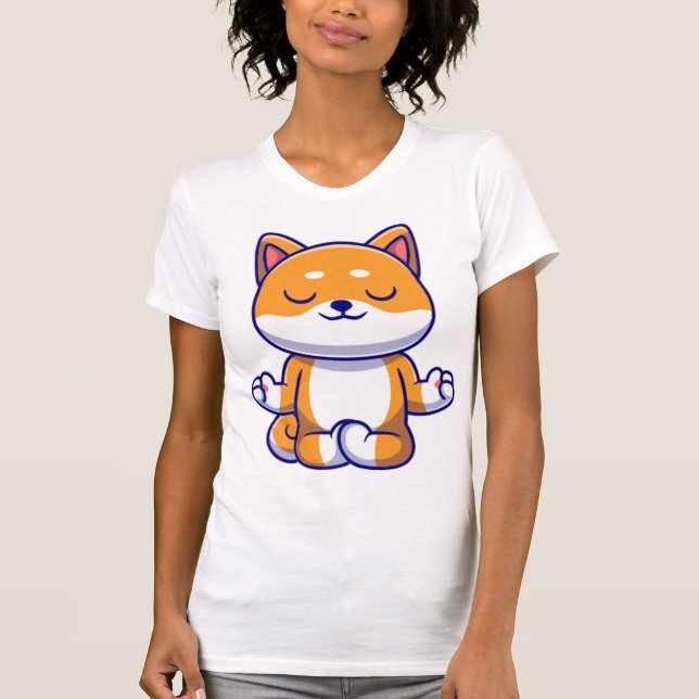 Camiseta Cão-de-banho-maria bonitão fazendo cartoon de medi (Frente)