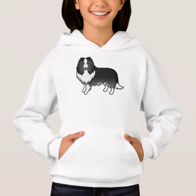 Camiseta Cão-de-bi-Black Shetland Sheepdog Cute (Frente)