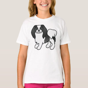 Camiseta Cão-de-bico branco e preto japonês