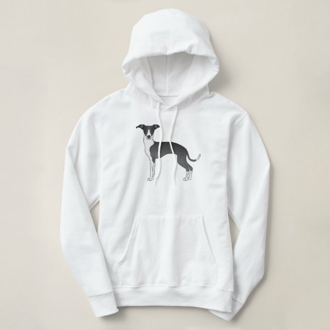 Camiseta Cão-De-Cartografia De Galgo Grego, Branco E Preto (Frente do Design)
