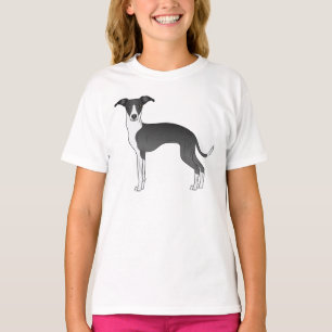 Camiseta Cão-De-Cartografia De Galgo Grego, Branco E Preto