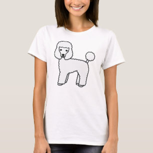 Camiseta Cão de Cartoon Branco de Poodle