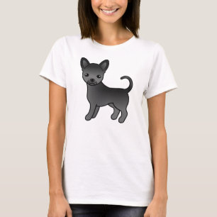 Camiseta Cão-de-Cartoon Casaco Chihuahua-Bonito Negro
