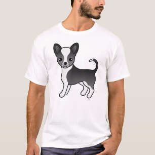 Camiseta Cão-De-Cartoon Casaco Chihuahua Negro E Branco