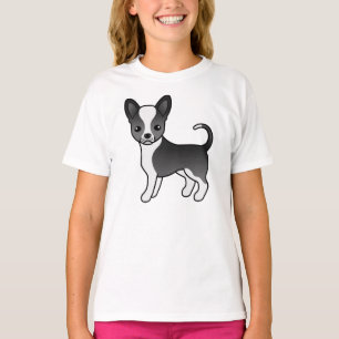 Camiseta Cão-De-Cartoon Casaco Chihuahua Negro E Branco