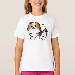 Camiseta Cão-de-Cartoon Cole Tricolor Pomeraniano