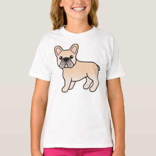 Camiseta Cão-de-Cartoon de Cream-Bulldog
