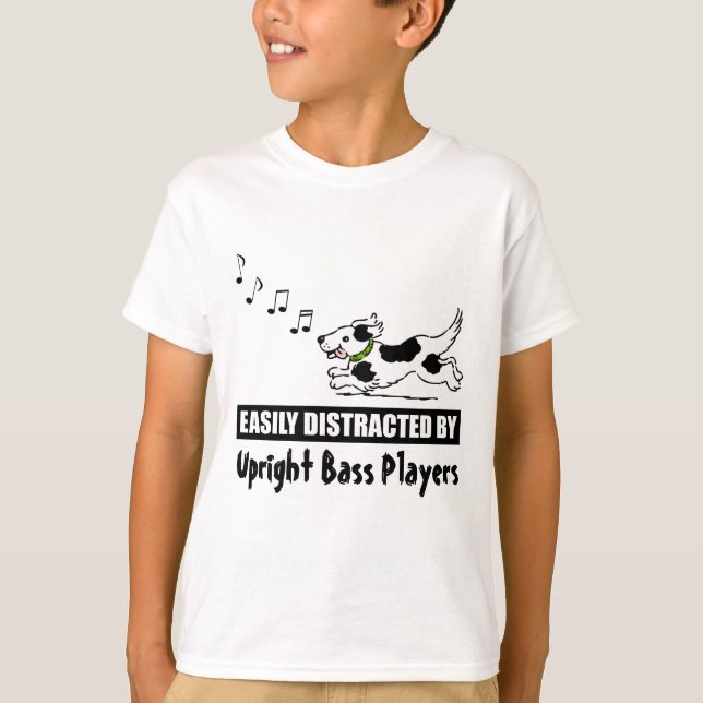 Camiseta Cão de Cartoon Distraído por Jogadores de Bass de  (Frente)