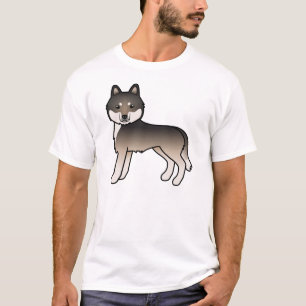 Camiseta Cão de Cartoon Gelado de Cinza de Lobo Escuro Sibe