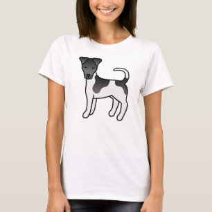 Camiseta Cão-De-Cartoon Negro E Branco Suave