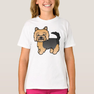 Camiseta Cão-De-Cartoon Negro E Tan Norwich Terrier