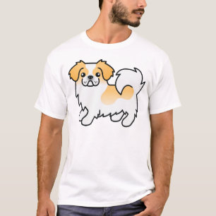 Camiseta Cão de Cartoon Pintura Tibetana Espanhola