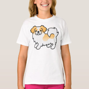 Camiseta Cão de Cartoon Pintura Tibetana Espanhola