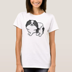 Camiseta Cão-de-Cartoon Pomerano Partidário Preto