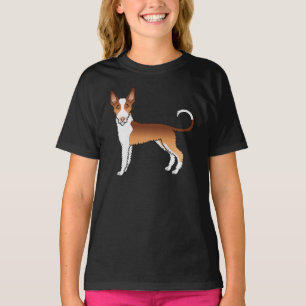 Camiseta Cão De Cartoons Ibizan Hound Com Fio Vermelho E Br
