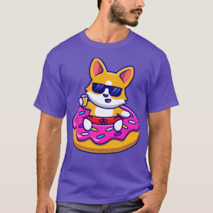 Camiseta Cão De Corgi Cornudo Flutuante Com Noz Nadando Tir