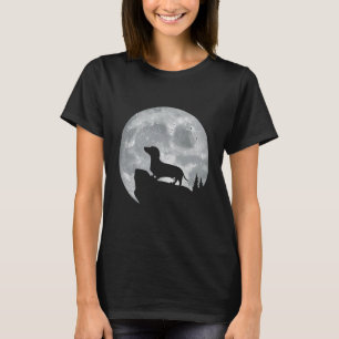 Camiseta Cão De Dachshund Com Lua Para Proprietários De Dac