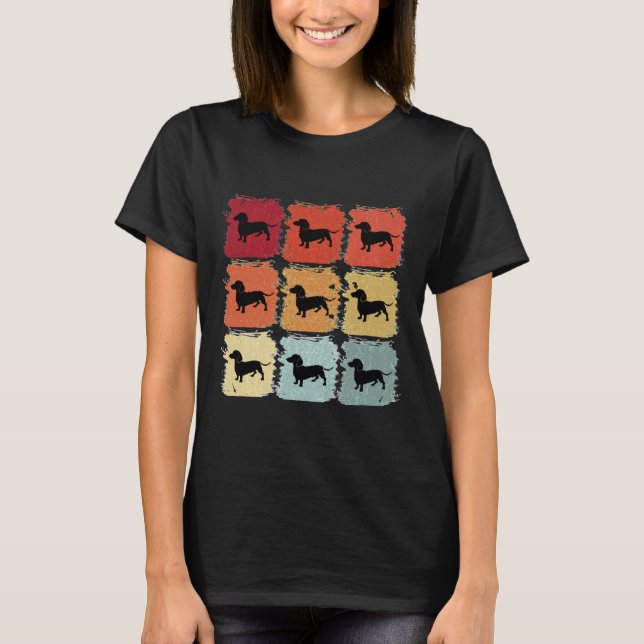 Camiseta Cão de Dachshund de Arte Pop (Frente)
