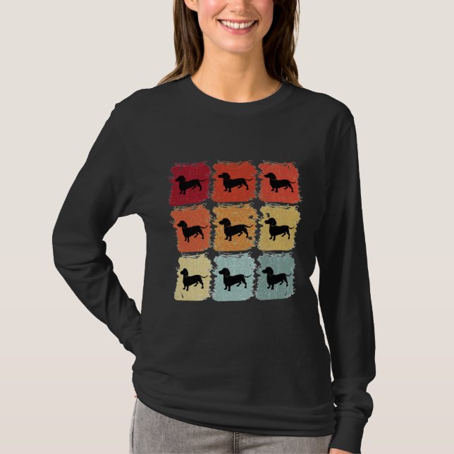 Camiseta Cão de Dachshund de Arte Pop (Frente)