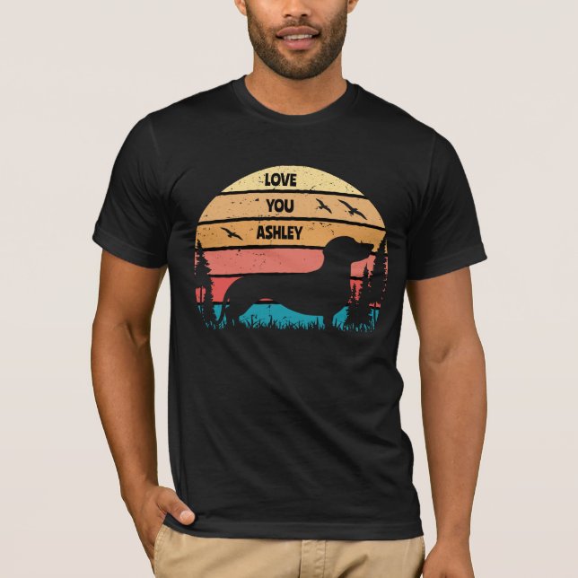 Camiseta Cão de Dachshund Retro Vintage (Frente)