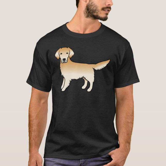 Camiseta Cão de desenho animado branco de Ouro amarelo (Frente)