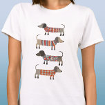 Camiseta Cão de Enchimento<br><div class="desc">Enchidos bonitos de Dachshund ou cachorros-salsicha em tricô malhado. Perfeito para amantes de cachorros e ambulantes de cães.</div>