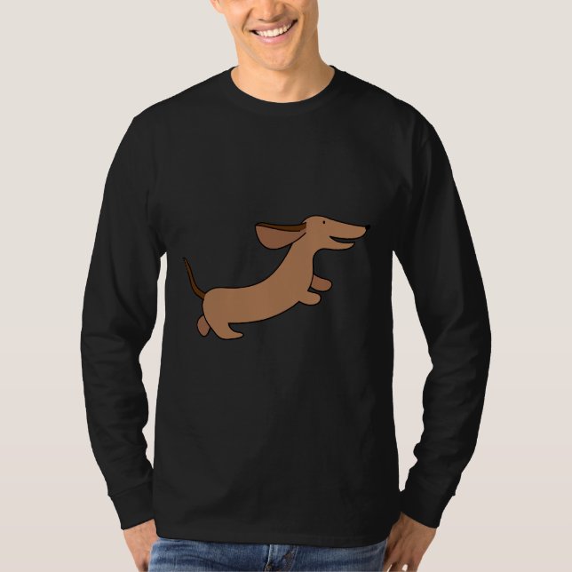 Camiseta Cão de Enchimento de Dachshund Ilustrado (Frente)