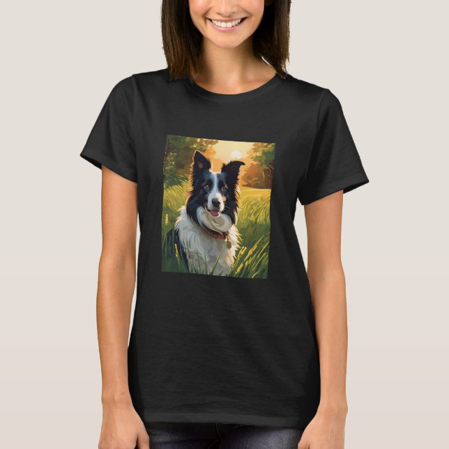 Camiseta cão de estimação do collie da fronteira (Frente)