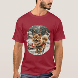 Camiseta Cão-de-estreia da Pomerânia de Natal