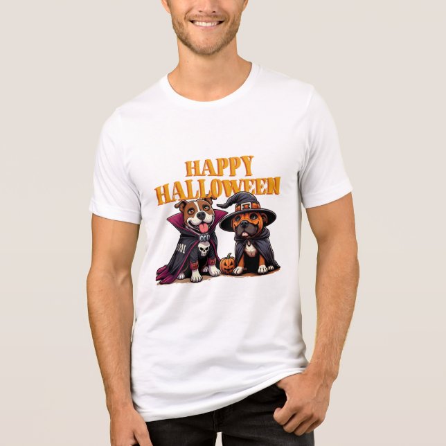 Camiseta cão de festa feliz do halloween (Frente)