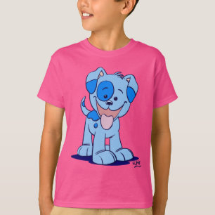Camiseta Cão de filhote de cachorro azul dos desenhos
