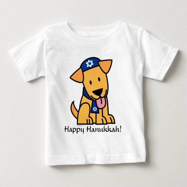 Camiseta Cão de filhote de cachorro judaico de Hanukkah (Frente)