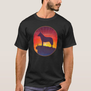 Camiseta Cão de Gado Australian Heeler Pôr do Sol