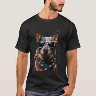 Camiseta Cão de Gado Australiano 4 de Julho Americano Indep