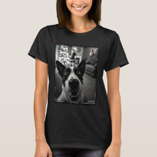 Camiseta Cão de Gado Australiano Pega Papai Noel na Câmera
