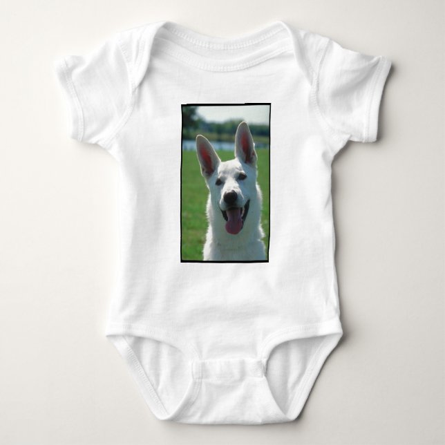 Camiseta Cão de german shepherd branco (Frente)