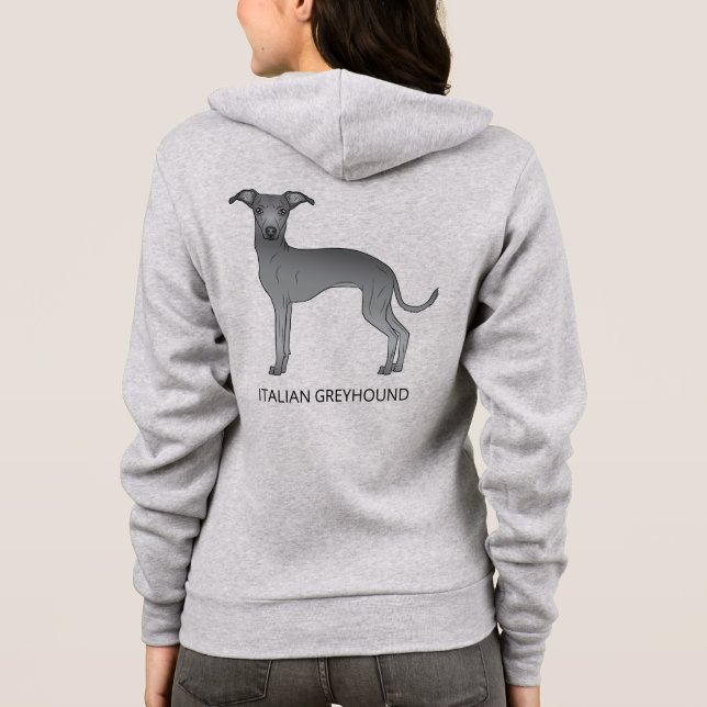 Camiseta Cão De Greyhound Italiano Azul Com Texto Personali (Verso)