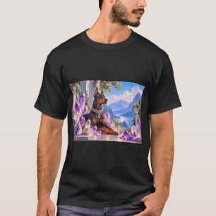 Camiseta Cão de guarda Doberman cristal ametista parrish