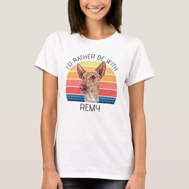 Camiseta Cão de Ibiza Eu Preferiria Estar Com Personalizado (Frente)